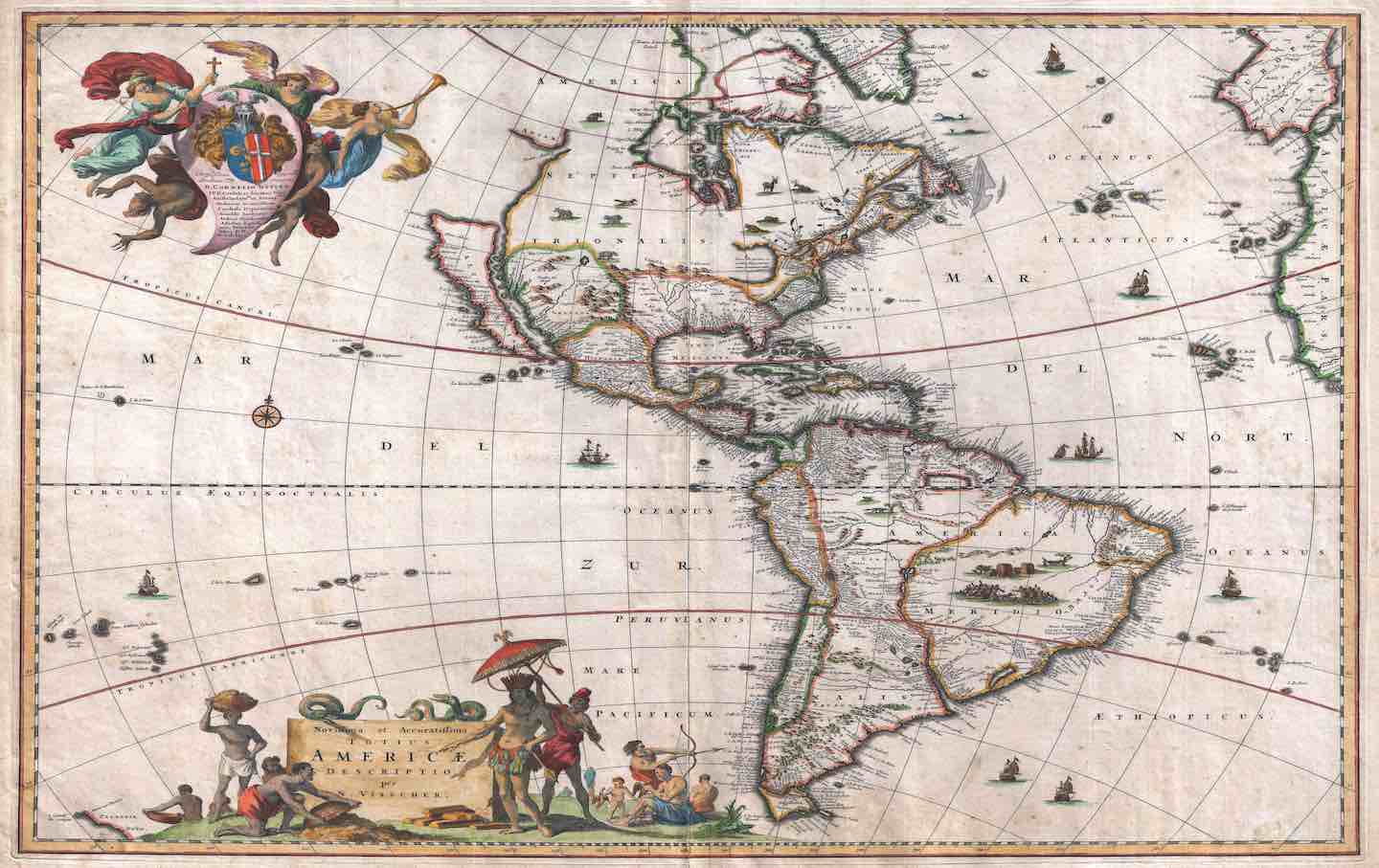 The “Visscher Map of the New World” including North and South America, 1658.