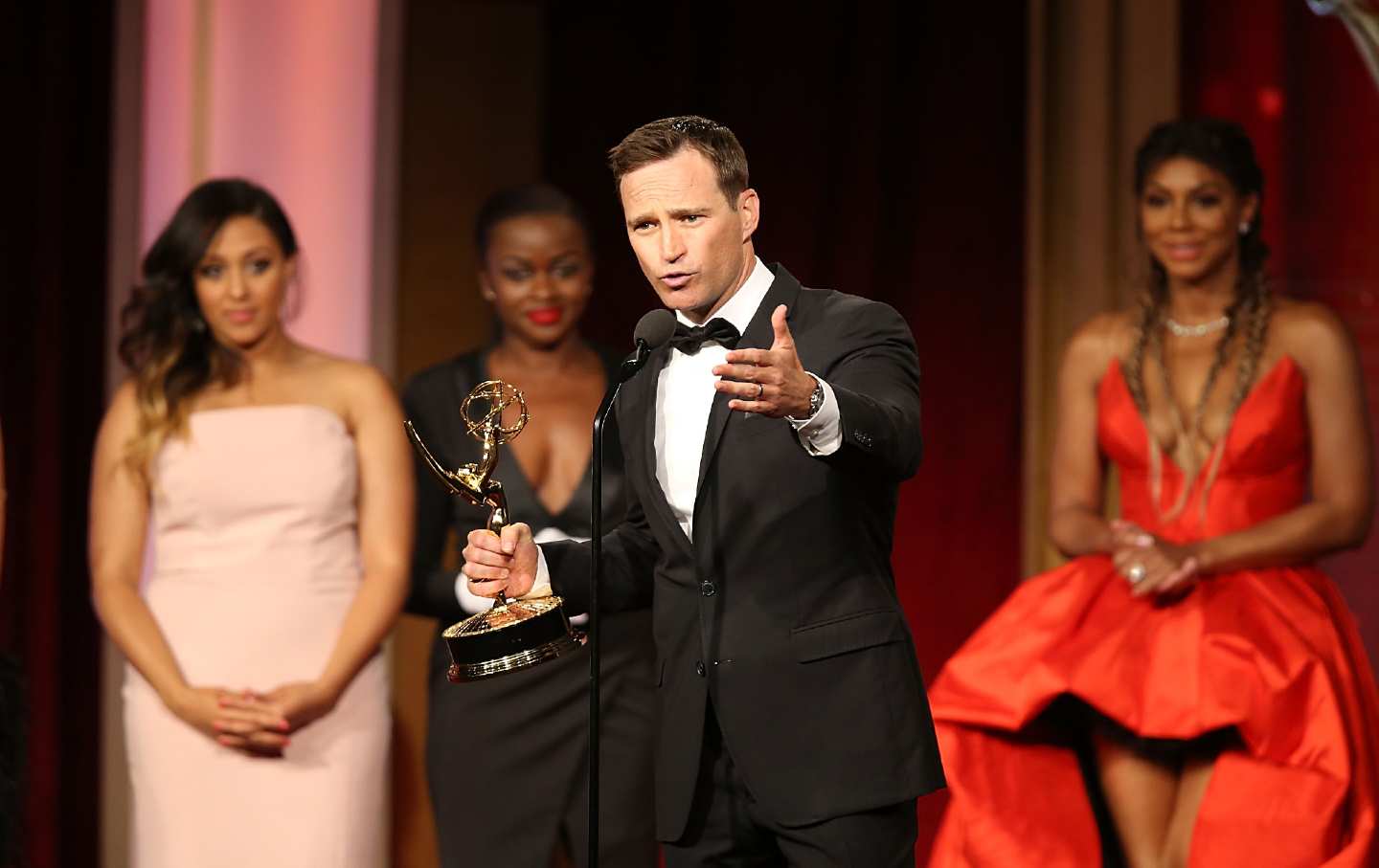 Mike Richards, The Daily Wire’s latest canceled rehabilitation project, accepting a 2016 Emmy Award for his work on “The Price Is Right.”