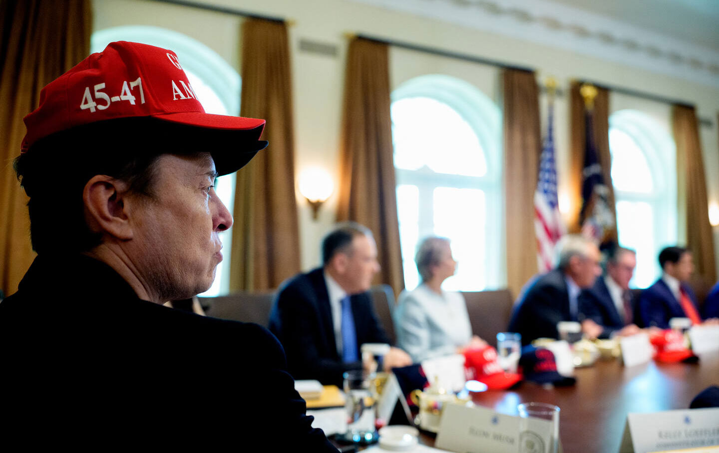 White House senior adviser and Tesla and SpaceX CEO Elon Musk attends a cabinet meeting at the White House on April 30, 2025, in Washington, DC.